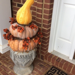 My Pumpkin Topiary...I am not creative when it comes to decorating but this I can do!